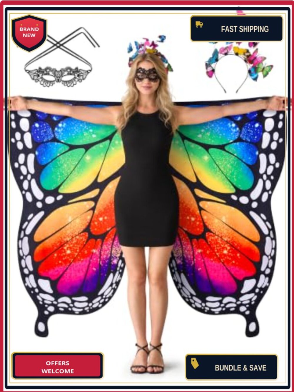 Butterfly Wings Costume Adult Chiffon Halloween Cosplay Set